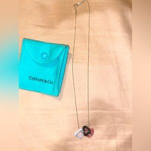 RARE Tiffany & Co. Elsa Peretti Necklace with THREE Gemstone Open Hearts